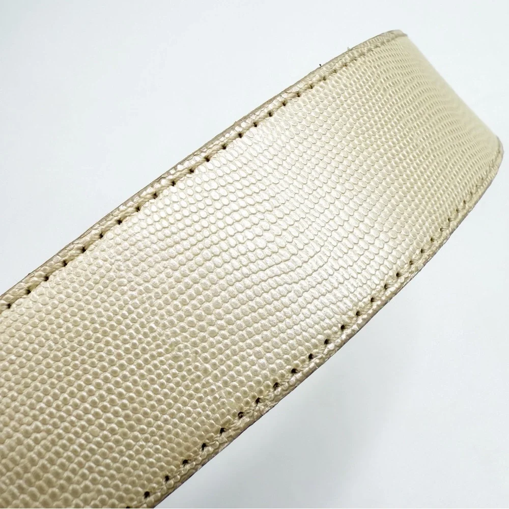 Linda Allard for Ellen Tracy Italian Calfskin Leather Belt, Gold-Tone Buckle, M